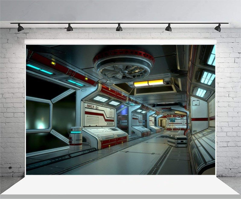 AOFOTO 7x5ft Space Station Backdrop Science Fiction Spacecraft Photography Background Boy Kid Artistic Portrait Photo Shoot Studio Props Video Drop Wallpaper Drape - Image 3